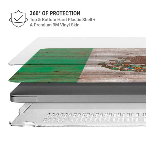 Mexican Flag Dark Wood MacBook Pro 14in (2021-24) Case plus Skin