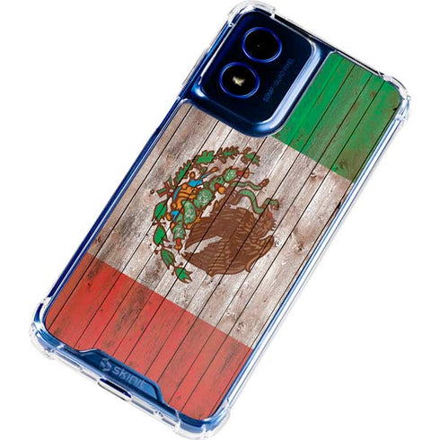 Mexican Flag Dark Wood Moto G 5G (2024) Clear Case