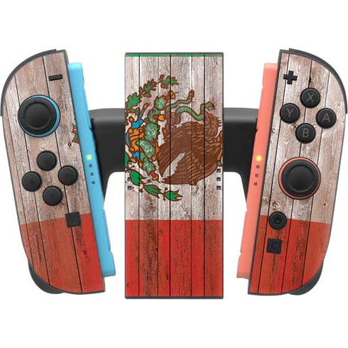 Mexican Flag Dark Wood Nintendo Switch 2 (2025) Joy-Con Controller Skin