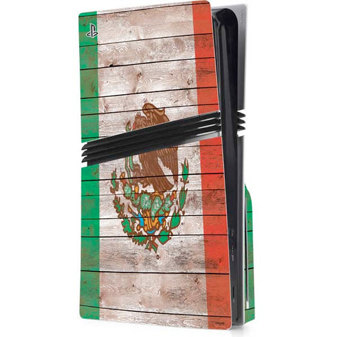 Mexican Flag Dark Wood PS5 Pro Disk Console Skin