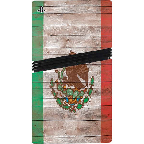 Mexican Flag Dark Wood PS5 Pro Disk Console Skin