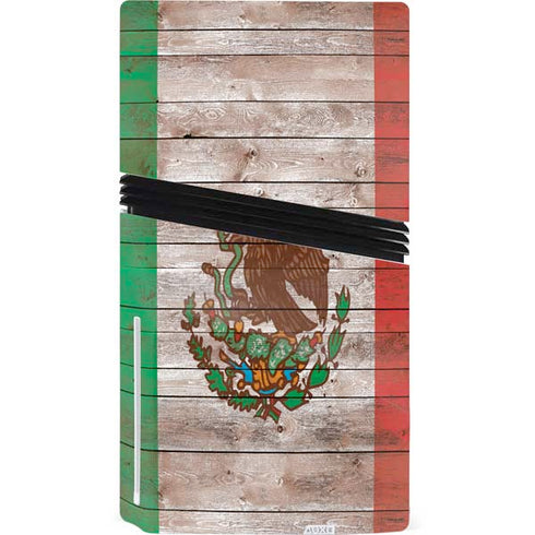 Mexican Flag Dark Wood PS5 Pro Disk Console Skin