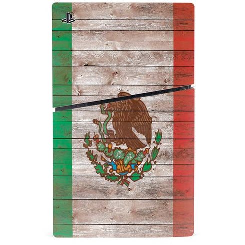 Mexican Flag Dark Wood PS5 Slim Digital Edition Console Skin