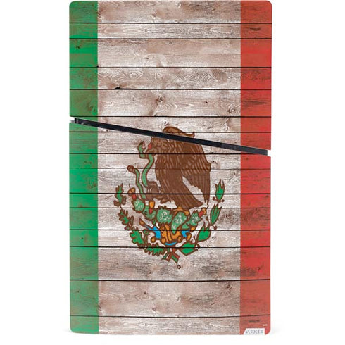 Mexican Flag Dark Wood PS5 Slim Digital Edition Console Skin