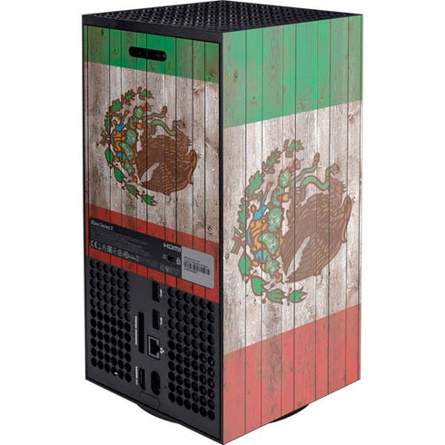 Mexican Flag Dark Wood XBox Series X Digital Edition Console Skin