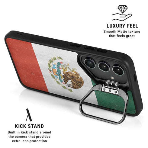 Mexico Flag Distressed Galaxy S24 FE Kickstand Case