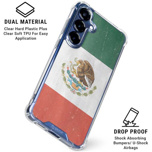 Mexico Flag Distressed Galaxy S25 Clear Case
