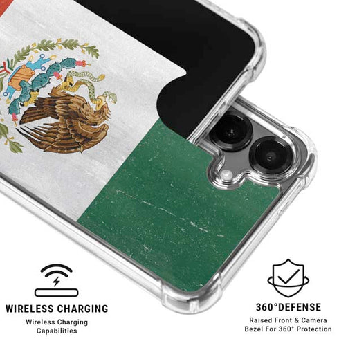 Mexico Flag Distressed Galaxy S26 Plus Clear Case