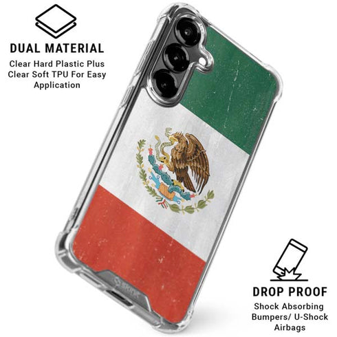 Mexico Flag Distressed Galaxy S26 Plus Clear Case