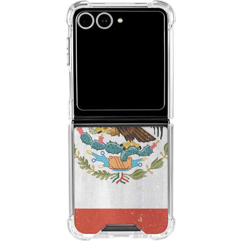 Mexico Flag Distressed Galaxy Z Flip7 Clear Case
