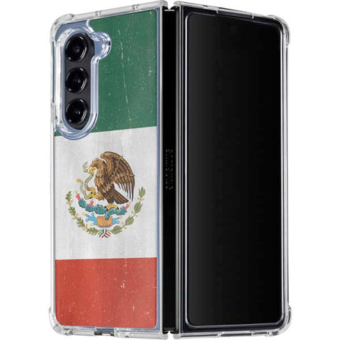 Mexico Flag Distressed Galaxy Z Fold5 5G Clear Case