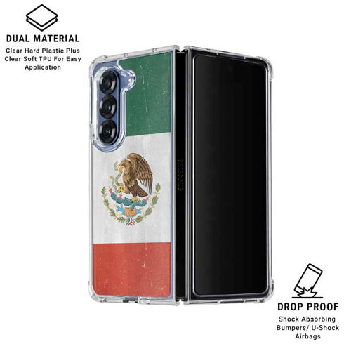 Mexico Flag Distressed Galaxy Z Fold6 Clear Case