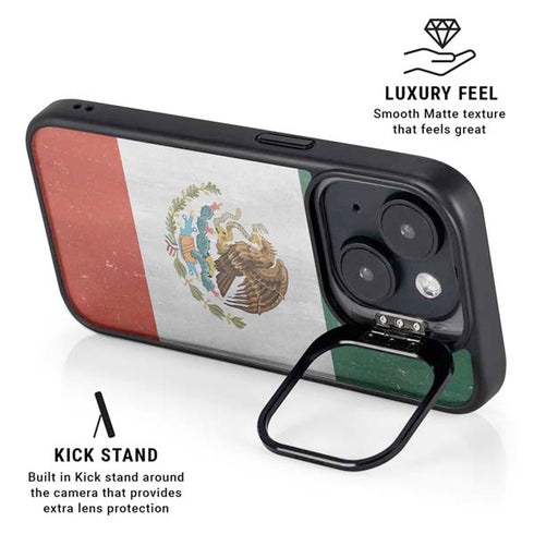 Mexico Flag Distressed iPhone 14 Plus Kickstand Case