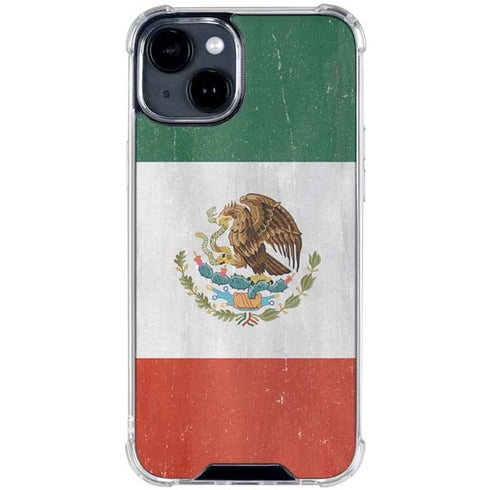 Mexico Flag Distressed iPhone 15 Clear Case