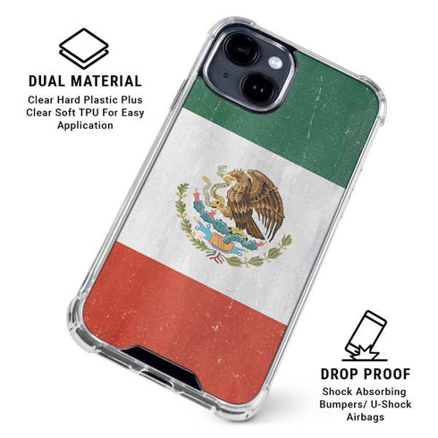 Mexico Flag Distressed iPhone 15 Clear Case