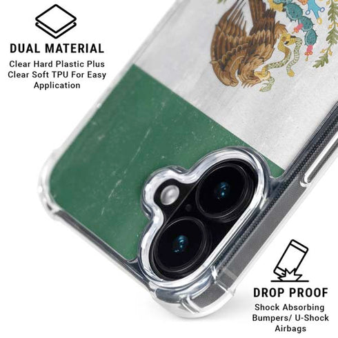 Mexico Flag Distressed iPhone 16 Clear Case