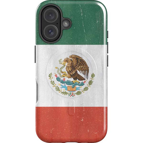 Mexico Flag Distressed iPhone 16 Magsafe Impact Case