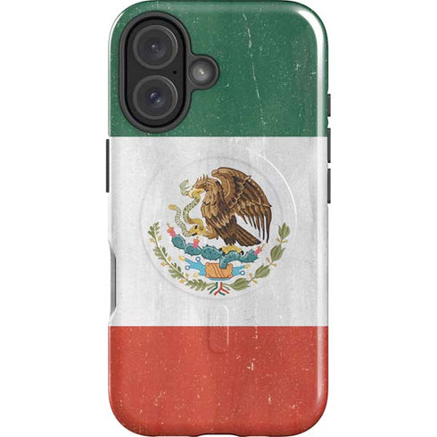 Mexico Flag Distressed iPhone 16 Plus Magsafe Impact Case