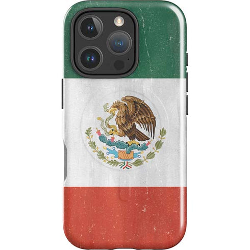 Mexico Flag Distressed iPhone 16 Pro Magsafe Impact Case
