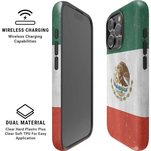 Mexico Flag Distressed iPhone 16 Pro Magsafe Impact Case