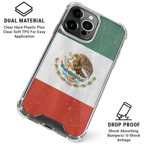 Mexico Flag Distressed iPhone 16 Pro Max Clear Case