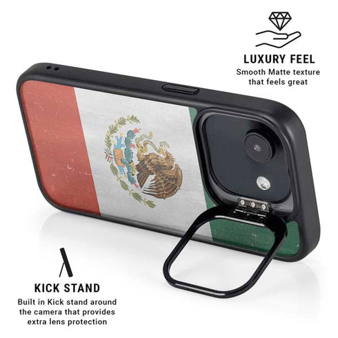 Mexico Flag Distressed iPhone 16e Kickstand Case