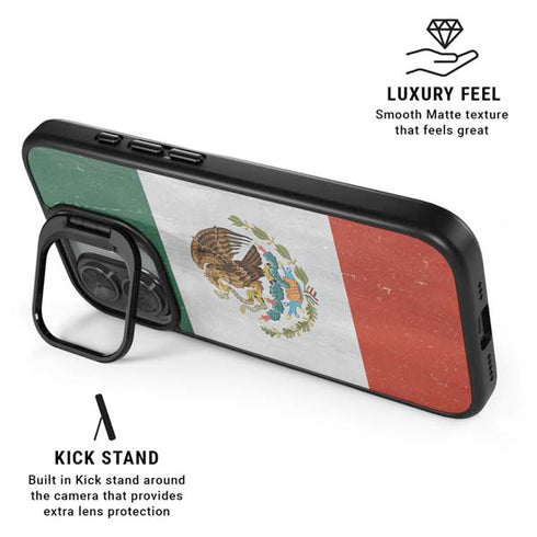 Mexico Flag Distressed iPhone 17 Kickstand Case