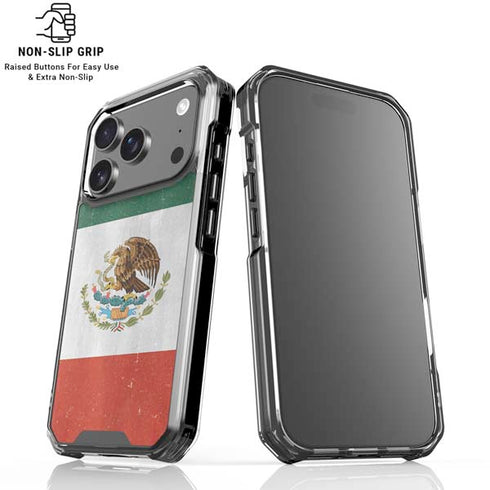Mexico Flag Distressed iPhone 18 Pro Clear Case