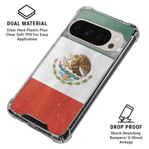 Mexico Flag Distressed Pixel 9 Pro XL Clear Case