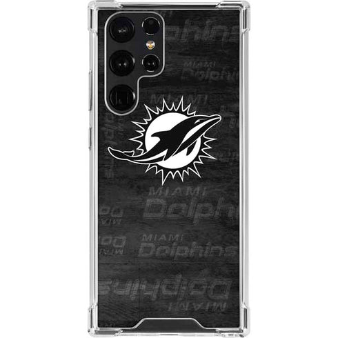 NFL Miami Dolphins Black & White Galaxy S23 Ultra Clear Case