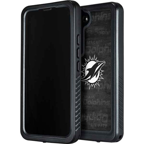 NFL Miami Dolphins Black & White Galaxy S24 Plus Waterproof Case