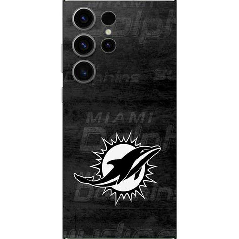 NFL Miami Dolphins Black & White Galaxy S25 Ultra Skin
