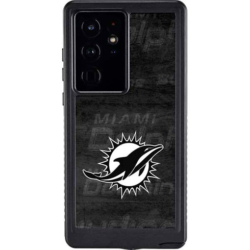 NFL Miami Dolphins Black & White Galaxy S24 Ultra Waterproof Case