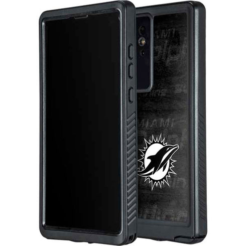 NFL Miami Dolphins Black & White Galaxy S24 Ultra Waterproof Case