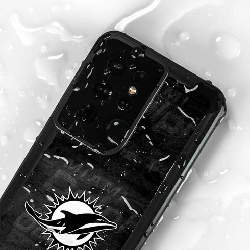 NFL Miami Dolphins Black & White Galaxy S24 Ultra Waterproof Case