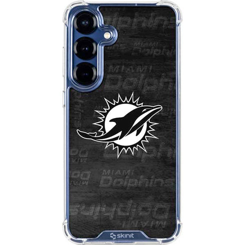 NFL Miami Dolphins Black & White Galaxy S25 Plus Clear Case