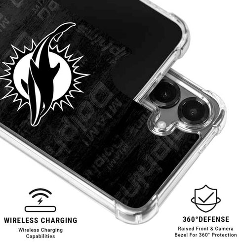 NFL Miami Dolphins Black & White Galaxy S26 Clear Case