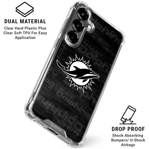 NFL Miami Dolphins Black & White Galaxy S26 Clear Case