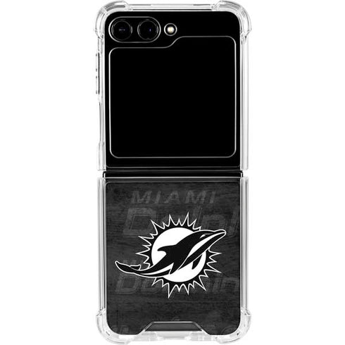 NFL Miami Dolphins Black & White Galaxy Z Flip6 Clear Case
