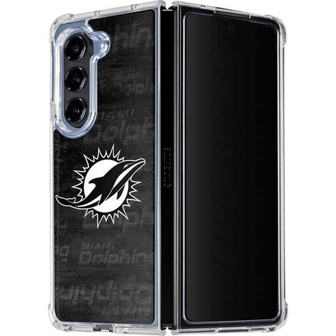 NFL Miami Dolphins Black & White Galaxy Z Fold5 5G Clear Case
