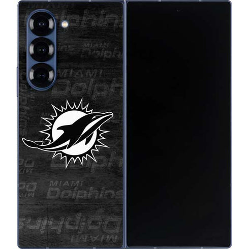 NFL Miami Dolphins Black & White Galaxy Z Fold6 Skin