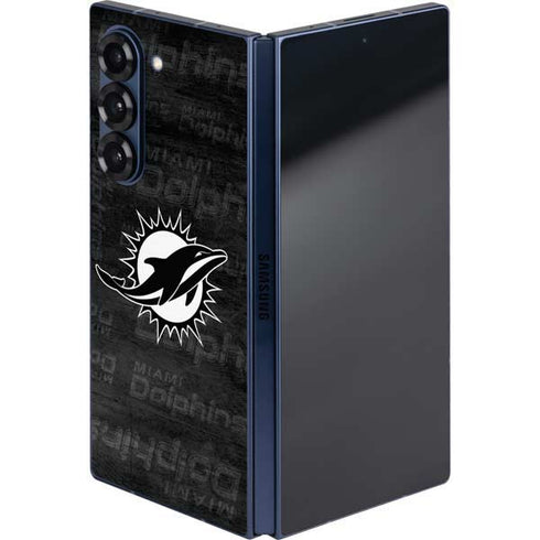 NFL Miami Dolphins Black & White Galaxy Z Fold6 Skin