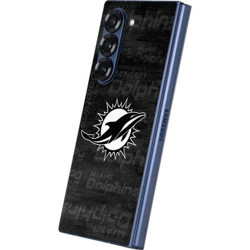 NFL Miami Dolphins Black & White Galaxy Z Fold6 Skin