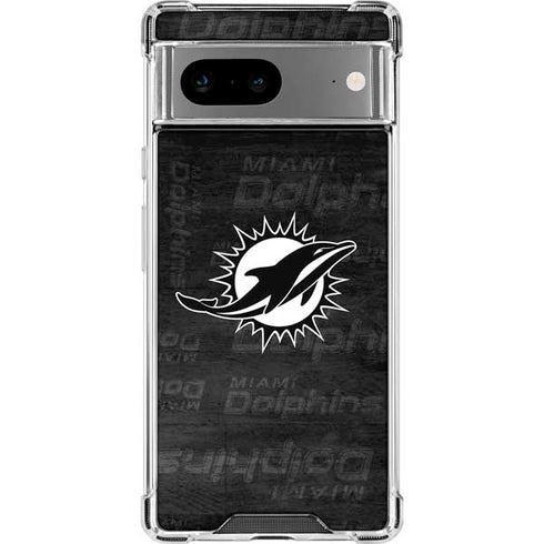 NFL Miami Dolphins Black & White Google Pixel 8a Clear Case
