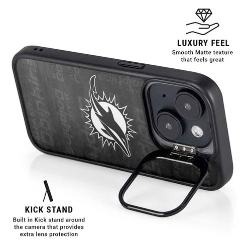 NFL Miami Dolphins Black & White iPhone 14 Plus Kickstand Case