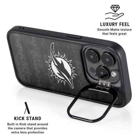 NFL Miami Dolphins Black & White iPhone 14 Pro Kickstand Case