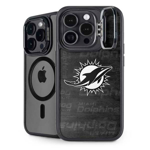 NFL Miami Dolphins Black & White iPhone 14 Pro Max Kickstand Case
