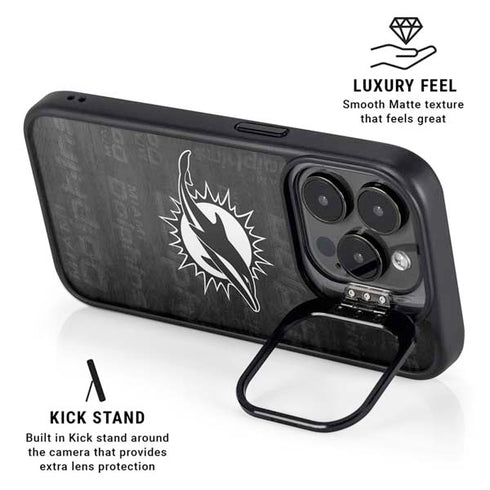 NFL Miami Dolphins Black & White iPhone 14 Pro Max Kickstand Case