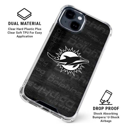 NFL Miami Dolphins Black & White iPhone 15 Clear Case