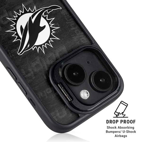 NFL Miami Dolphins Black & White iPhone 15 Kickstand Case